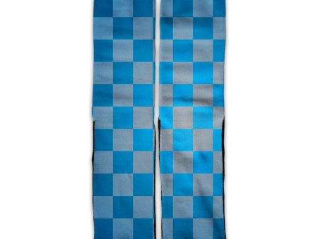 Blue Grey Checkers Universal Socks Hot on Sale