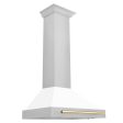 ZLINE 30 in. Autograph Edition Convertible Stainless Steel Range Hood with White Matte Shell and Champagne Bronze Accents (KB4STZ-WM30-CB) [Color: Gold] For Cheap